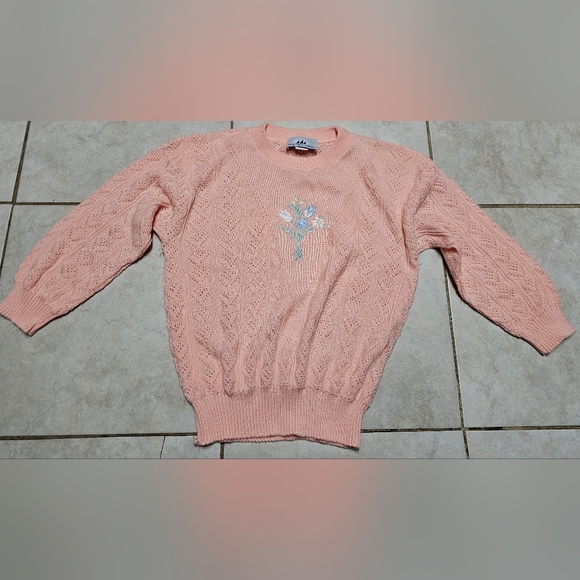 Vintage pink peach bay point threads sweater medium - Picture 1 of 7
